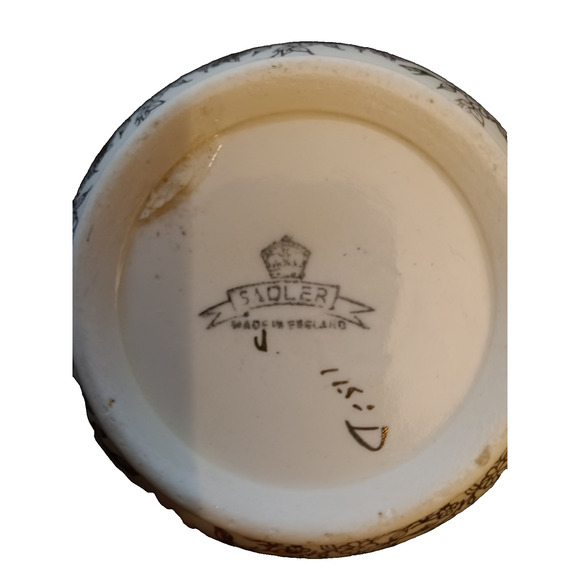 Sadler England Vintage Ceramic Creamer Pitcher Jug – Floral Black & White - Picture 5 of 5